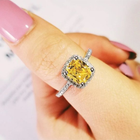 Jewelry - \\ NEW \\ S925 STERLING SILVER \\ LUXURY ENGAGEMENT DIAMOND  RING